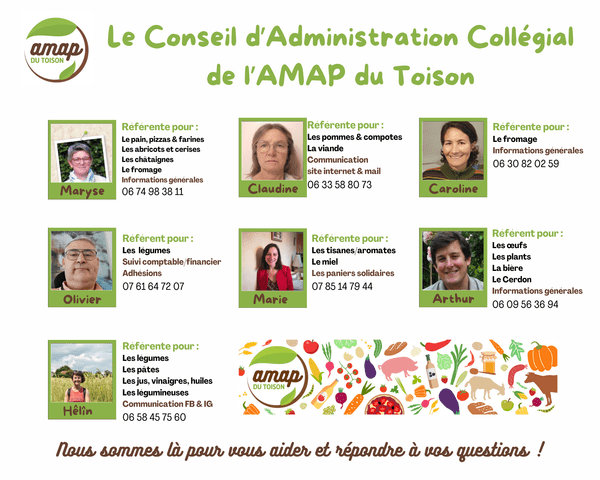 Le bureua de l’AMAP du Toison 2026
